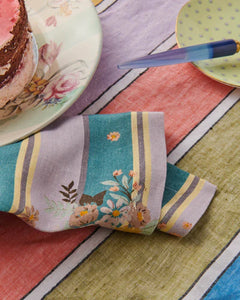 Kip & Co - Set of 6 Floral Stripe Linen Napkin