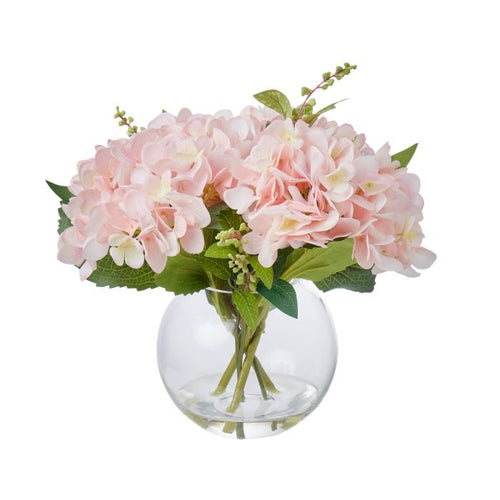Everlasting - Hydrangea Mix Sphere Vase Pink