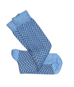 Tightology Socks - Long Herringbone Blue