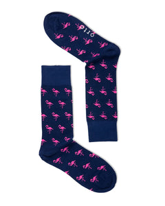 Socks - Navy Flamingo