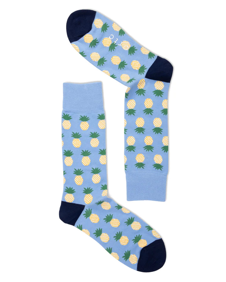Socks - Pale Blue Pineapples