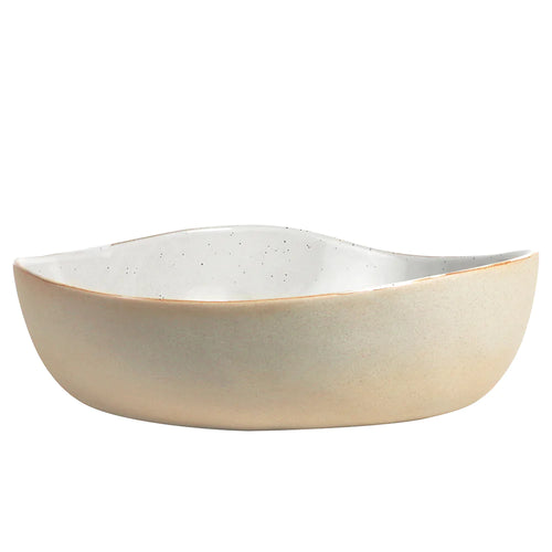 Table of Plenty - Serving Bowl White Speckle w/Raw